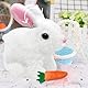 donciety interaktives Kaninchen Spielzeug, Realistisches Hasenspielzeug, Kuscheltier Hase Hüpfendes Kaninchen My Realistic Toy Ostergeschenke Für Kinder, Jungen, Mädchen (Weiß)