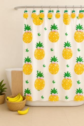 Image of Pineapple Shower Curtain Hooks Set of 12, Cute Tropical Resin Decorative Hooks for Bathroom Curtain Rings, Fruit Theme Home Bathroom Decor Accessories
