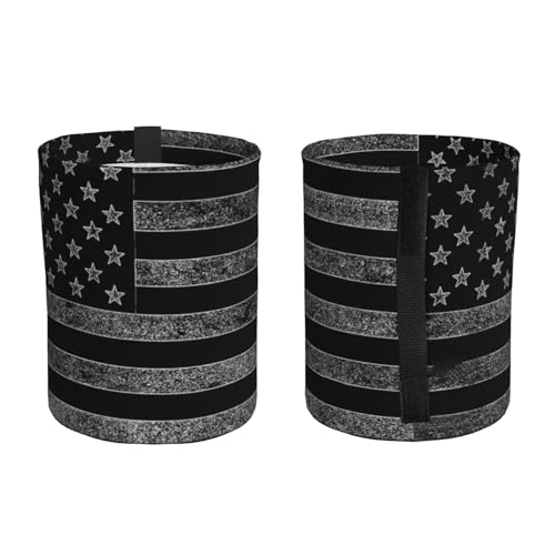 Image of Small Car Trash Can, Black American Flag Design Hanging Foldable Car Trash Bag, Waterproof Leakproof Garbage Bin, Car Interior Organizer Accessories