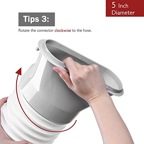 Image of TURBRO Portable Air Conditioner Universal Exhaust Hose - 5 Inch Diameter, 78 Inch Length, Clockwise Thread, White (707-90-012) | for Portable AC Units, Clockwise Thread, Sturdy, No-odor PP Construction
