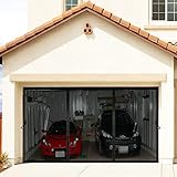 Magnetic Garage Door Screen for 2 Car Garage 18x9ft Retractable 2023 Upgraded, Durable Heavy Duty Fiberglass Screen Mesh with Strong Magnets for Garage Door 216x108inch, Easy to Install (18x9ft Black)