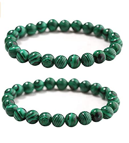 COLORFUL BLING Natural Malachite Bracelet Set,Handmade Gemstone Beaded Stretch Bracelets for Women Men Yoga Bracelet Natural Stone Crystal Beads Bracelets