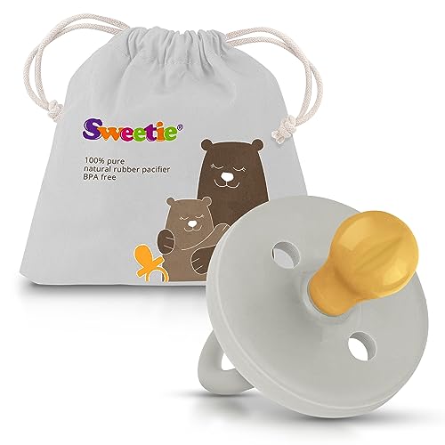 SWEETIE Rubber Pacifier Natural Rubber Pacifier Rounded Grey Large 12-18 Month