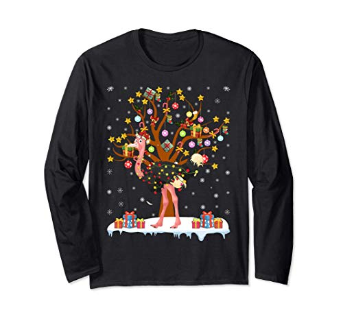 Ostrich Lighting Xmas Tree Gift Ostrich Christmas Tree Long Sleeve T-Shirt