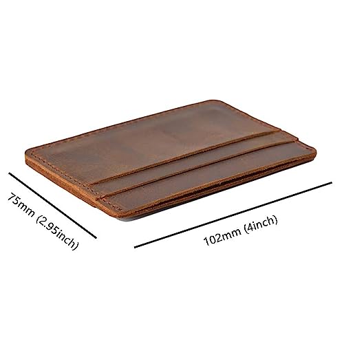 Minimalist Vintage Pull-Up Leather Wallet - Genuine Full-Grain Cowhide RFID Blocking Bifold Card Holder for Men - Slim & Lightweight2