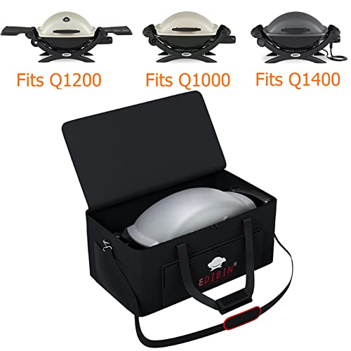 EDIBIN Grill Carry Bag for Weber Q1200 Q1000 Liquid Propane Portable Gas Grill,Compatible with Weber Q1400 electric grill Bag for Travel and Camping,600D Heavy Duty Weather Resistant by EDIBIN - Used condition - Image 3
