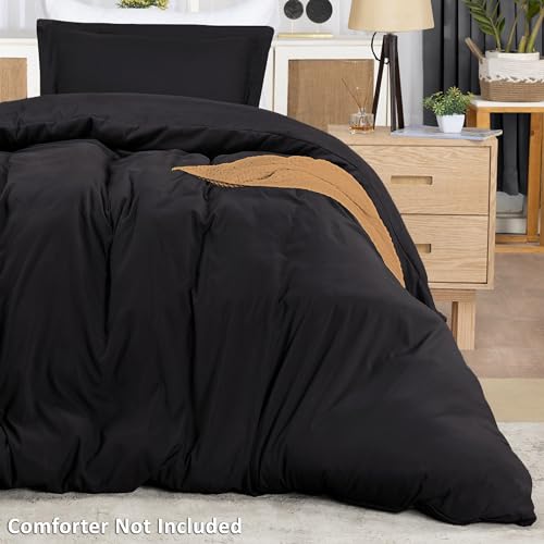 Utopia Bedding Duvet Cover Twin Size - 2 Piece with Zipper Closure - 1 Comforter Cover 68X90 Inches & 1 Pillow Sham 20X26 Inches (Black) Comforter Not Included
