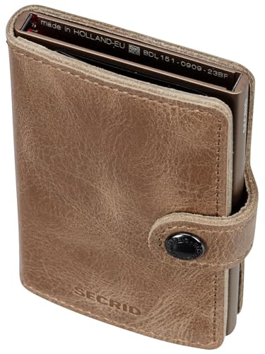 Image of SECRID - Men Mini Wallet Genuine Vintage Leather RFID Safe Card Case for max 10 cards (Taupe)