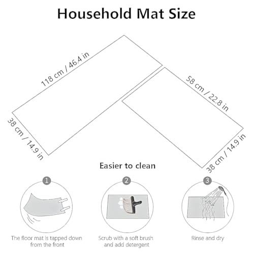 Image of Roslen Kitchen Mat for Floor Anti Slip, 2 Piece Non Slip Kitchen Mats for Floor, Comfort Standing Runner Rug Carpets, Anti Skid Memory Foam Standing Mats for Kitchen, Office, Sink and Laundry