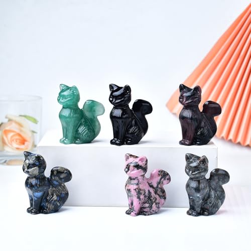 Estatua de Gato de Cristal Natural Garnet 6 cm miniatura 4