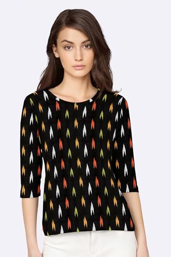 Image of Cotton Pochampally ikat unstitched blouse, Kurthi, long frock fabric material for women (1 meter, 2 meters & 3 meters)