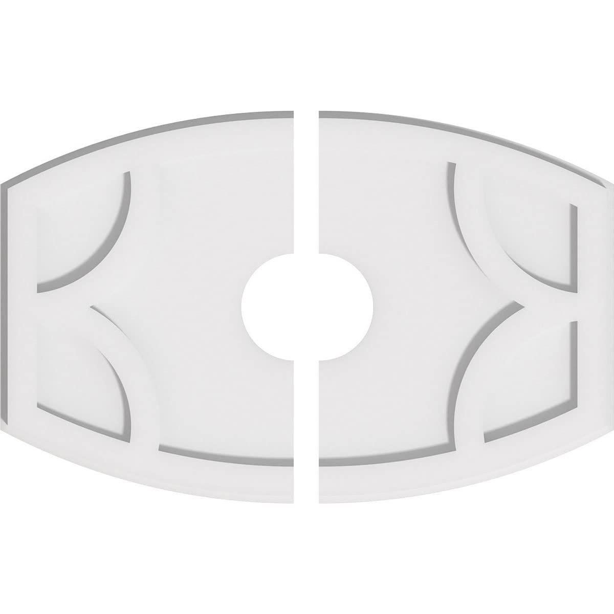 Ekena Millwork CMP22X14KY2-04000 Kailey Architectural Grade PVC Contemporary, Two Piece Urethane Ceiling Medallions 22"W x 14 5/8"H x 4"ID x 11 3/4"C x 1"P