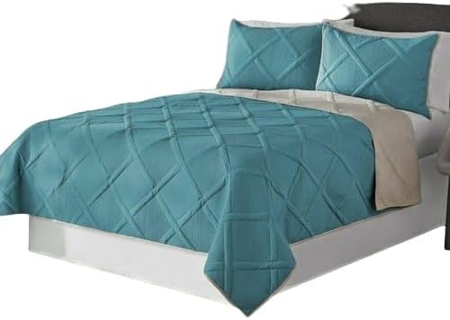 SEDLAV Stylish Diamond Teal Argyle Polyester King Size Reversible Quilt - Lightweight All-Season Bedding