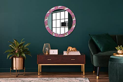 Miroir rond fi70 Licorne Magique avec cadre en verre imprimé pour une déco murale originale