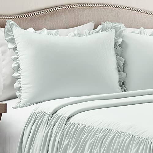 image for Lush Decor Ruffle Skirt Bedspread 3 Piece Set, King, Sea Salt - Sage K