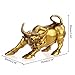 Lizipai Feng Shui Fortune Brass W Street Bull Statue, Sculpture Home Decoration Golden Copper Bull Represents Good Luck of Career and Wealth