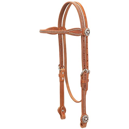 Weaver Leather Texas Star Browband Headstall, Hermann Oak Harness Leather, Russet, Average Horse Weaver Leather Texas Star Browband Headstall, Hermann Oak Harness Leather, Russet, Average Horse
