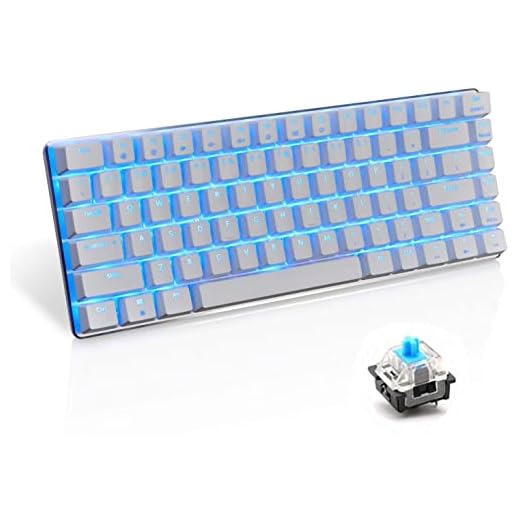 Teclado mecánico AK33 de Lexon tech, teclado para juegos con cable USB con retroiluminación LED azul, teclado compactos de 82 teclas, interruptores azul , mecanógrafos y jugadores de juegos (blanco)