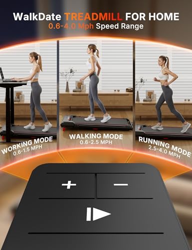 Walking Pad Treadmill with 5% Incline, Compact Under Desk Treadmill for Home and Office, Portable Running Machine with LED Display Remote Control, 330lbs Capacity 2.5HP Low Noise - Image 6