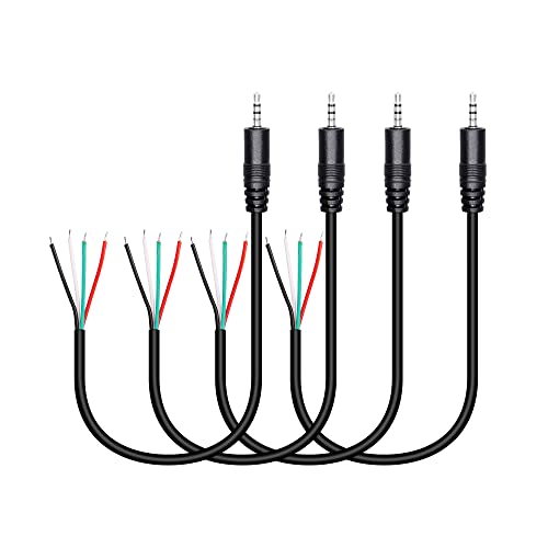 Cable de audio de 2.5 mm macho para soldar con diseño TRRS de 4 polos y extremo abierto flexible