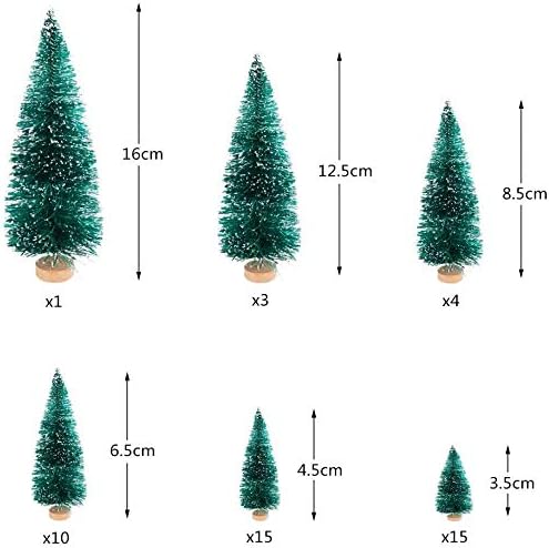CODIRATO 48 PCS Mini Sisal Christmas Trees Bottle Brush Trees Miniature Christmas Tree Artificial Snow Frost Trees Pine Trees Tabletop Trees for Miniature Scenes Xmas Party Home Decoration (6 Size)