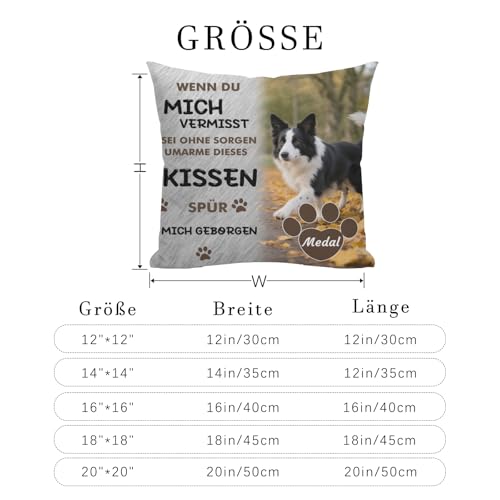 Umitive Personalisiertes Hundekissen - Individuelles Foto & Name Kissenbezug zur Erinnerung an verstorbene Haustiere - Trostspender für Trauernde (Style C)