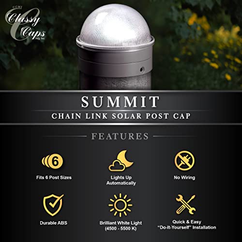 Classy Caps Ch2233S Solar Post Cap For Chain Link Fence Post, Silver #TOP5