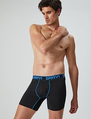 5Mayi Men's Boxer Briefs Fly Front with Pouch Athletic Mens Underwear Performance Boxer Briefs for Men Pack2