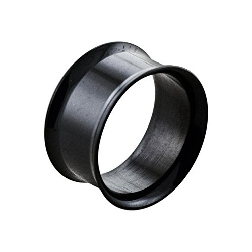 Monster Piercing 6MM Noir anodisé INOX 316L Chirurgical Acier Double évasée Tunnel Oreille Plug