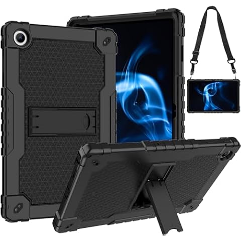 SOATUTO Case for Onn. 10.4" Tablet Pro 2023 Model: 100110603 Heavy Duty Protective Cover with Kickstand Built in Shoulder Strap Kids Friendly Shell Case Fit for Onn 10.4 inch Tablet Pro -Black+Black Cover