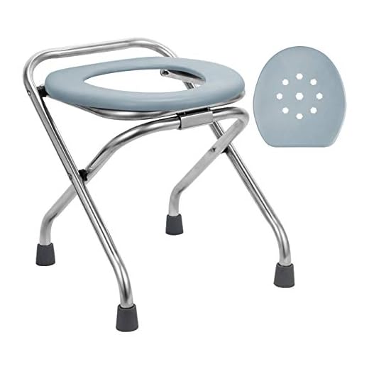 BLIKA 16.5" High Stainless Steel Folding Commode Portable Toilet Seat, Commode Chair with Lid, Camp Toilet Seat Perfect for Camping, Hiking, Trips, Construction Sites