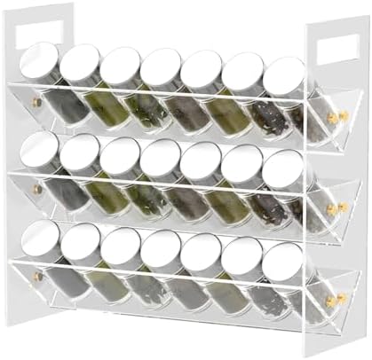 WUIVIUT Spice Rack Organizer for Cabinet Kitchen Countertop Shelf Organizer for Cabinet, Kitchen, Pantry Spice Jars with Clear Acrylic Spice Organizer