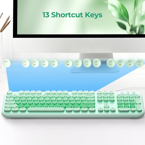 Image of Atelus Wired Backlit Keyboard, Full Size USB Keyboard with Colorful Retro Keycaps, Numeric Keypad and Media Hotkey for Computer Desktop PC Laptop and Windows 7 8 10 11