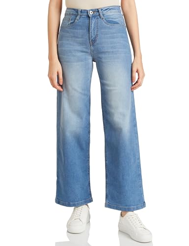 Amazon Brand - Symbol Women's Wide Leg Jeans (High Rise | Full Length) (JNS-08 Cont_Lt Blue_40)