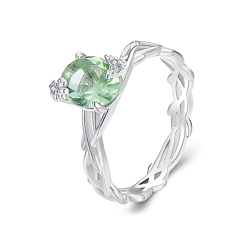 Bague de fiançailles argent 925 pierre de naissance péridot ovale femme