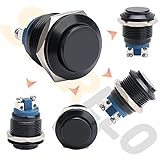 STARELO 5pcs 19mm Momentary Push Button Switch Black Shell, IP65 Waterproof Push Button Switch,Aluminum Alloy 1 Normally Open Without LED. - Image 2