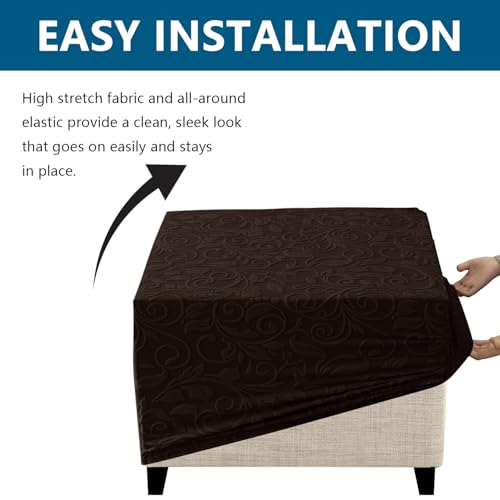 Housse de pouf carrée en velours jacquard au design élégant et extensible - 6