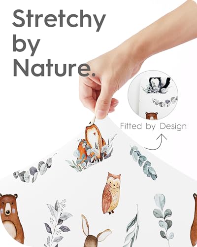 Image of Pack N Play Sheets Fitted, TotBasic Ultra Soft Animal Mini Crib Sheets, Premium Jersey Knit Pack and Play Sheets Neutral, Stretchy Play Yard Sheets for Pack and Play Mattress, 2 Pack (Bear and Dear)