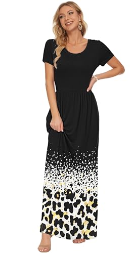Image of AUSELILY Women's Classic Short Sleeve Loose Plain Casual Long Maxi Dresses for Women 2026