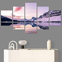 SIGNWIN 5 Panel Canvas Wall Art Winter Lake for Home Decorations Ready to Hang - 60