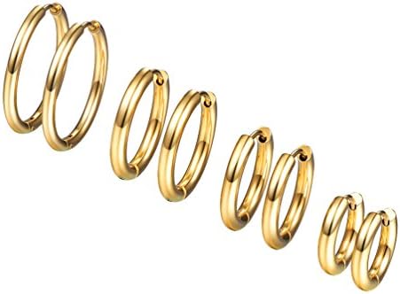 PROSTEEL oorbellen voor dames roestvrij stalen hoepel oorbellen Huggie hoepel oorbellen grote cirkel/ster/hartvorm hoepel oorbellen modieuze oorsieraden 30mm-70mm goud/zwart/zilver, Roestvrij staal