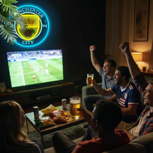 Image of Football Neon Sign for Wall Decor Soccer Team Logo LED Light for Man Cave