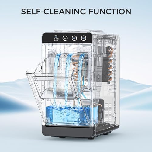 COWSAR Ice Maker Countertop, Portable Ice Machine with Self-Cleaning, 8 Cubes in 6 Mins, 26 lbs/24Hrs, Quiet Commercial Compact Ice Machine for Home, Camping, Bar, Stainless Steel Sliver - 4