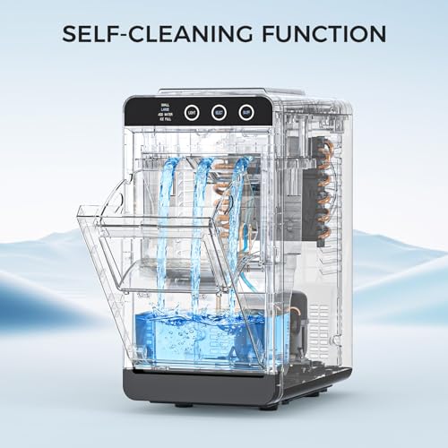 Image of COWSAR Ice Maker Countertop, Portable Ice Machine with Self-Cleaning, 8 Cubes in 6 Mins, 26 lbs /24Hrs, Quiet Commercial Compact Ice Machine for Home, Camping, Bar, Stainless Steel Sliver