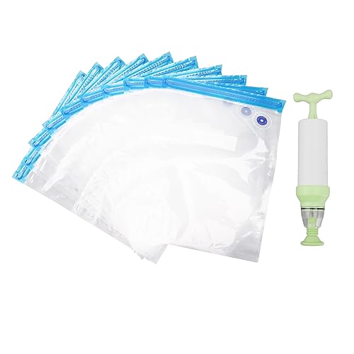 EALRIDV Bolsa de vacío pequeña para alimentos, bolsas de vacío reutilizables con bomba, bolsa de almacenamiento hermética, 10 piezas de 34x30 cm para viajeros, en casa y supermercados (34 * 26 cm)