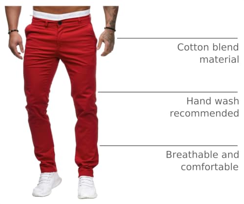 Image of HUNGSON Mens Chinos Dress Pants Slim Fit Stretch Business Casual Golf Work Slacks Trousers