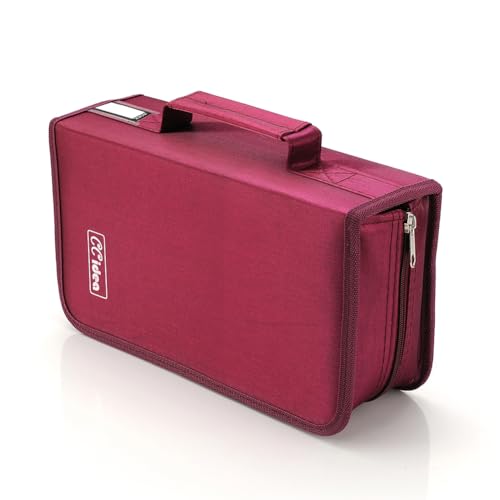 CCidea CD Case DVD Storage Holder, 128 Capacity DVD Cases Organizer CD Plastic Protective Carrying Binder,Portable Cd Wallet for Home Travel (Red), 128-red, L11.4 xW 6.4 x H3.5 INCH, Beauty Case