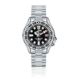 CHRIS BENZ DEEP 500M Automatic Taucheruhr mit Metallband, Tintenfischschwarz