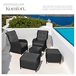 Polyrattan Lounge-Set 5-teilig Schwarz/Grau