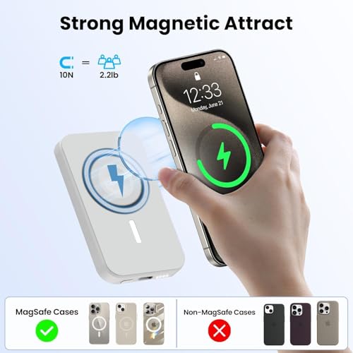 Image of Karwan 10000Mah Wireless Power Bank,20W QC+PD Fast Charging Powerbank,Strong Magnetic MagEaze,Compatible with iPhone 17 /16 /15 /14 /13 /Pro /Max Series,Android & Other Qi Enabled Device (22.5W Max) (White)